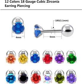img 3 attached to 📿 Mudder 18g Stainless Steel Barbell Studs - Set of 12 Pairs, Helix Earring Body Piercing Jewelry in 12 Color Options