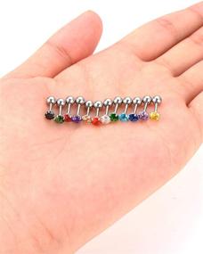 img 1 attached to 📿 Mudder 18g Stainless Steel Barbell Studs - Set of 12 Pairs, Helix Earring Body Piercing Jewelry in 12 Color Options