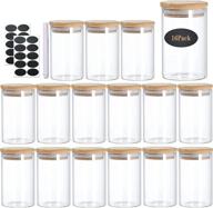 🏺 versatile glass jars with bamboo & wood lids set - 8 oz capacity - perfect for pantry, cookie, coffee, and spice storage - set of 16 логотип