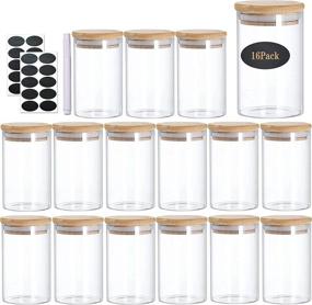 img 4 attached to 🏺 Versatile Glass Jars With Bamboo & Wood Lids Set - 8 oz Capacity - Perfect for Pantry, Cookie, Coffee, and Spice Storage - Set of 16