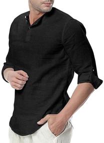 img 4 attached to 👕 WULFUL Cotton Henley Sleeve T Shirt: Premium Men's Clothing for Style and Comfort