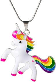 img 4 attached to CHQIFE Unicorn Necklace Beautiful Rainbow
