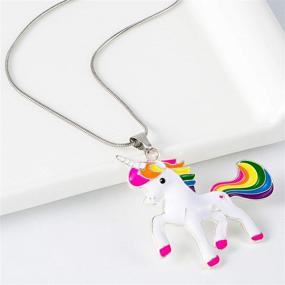 img 3 attached to CHQIFE Unicorn Necklace Beautiful Rainbow