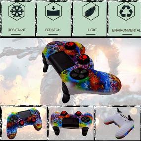 img 2 attached to 🎮 Enhance Your Gaming Experience with Silicone Skin for Ps4 Controller: Anti-Slip Shell Cover Case, 10 Joystick Grips, L2 R2 Protection, Led Light Bar Skin - Compatible with Playsation 4/ Slim/Pro Dualshock 4 Controller Wireless Gamepad (2pcs)