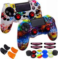 🎮 enhance your gaming experience with silicone skin for ps4 controller: anti-slip shell cover case, 10 joystick grips, l2 r2 protection, led light bar skin - compatible with playsation 4/ slim/pro dualshock 4 controller wireless gamepad (2pcs) логотип