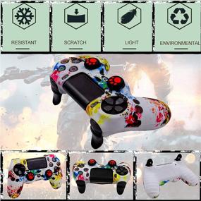 img 3 attached to 🎮 Enhance Your Gaming Experience with Silicone Skin for Ps4 Controller: Anti-Slip Shell Cover Case, 10 Joystick Grips, L2 R2 Protection, Led Light Bar Skin - Compatible with Playsation 4/ Slim/Pro Dualshock 4 Controller Wireless Gamepad (2pcs)