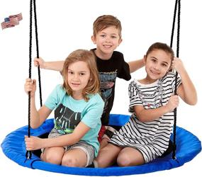 img 4 attached to 🪁 Blue Smartsome Flying Saucer Tree Swing – 40 Inch – Steel Frame – Indoor & Outdoor – Hours of Fun – Hardware Included – Easy Assembly – Great Kids Swing – Tree & Play Set Compatible – High Weight Capacity