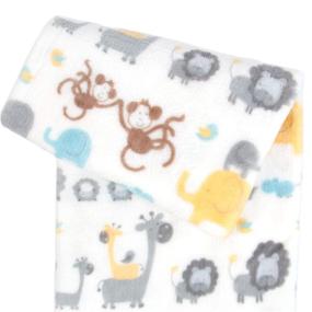 img 3 attached to 🦒 Tadpoles Ultra-Soft Microfleece Plush Safari Baby Blanket - Comfortable and Vibrant 30x40 Yellow/Grey Blanket for Your Little One