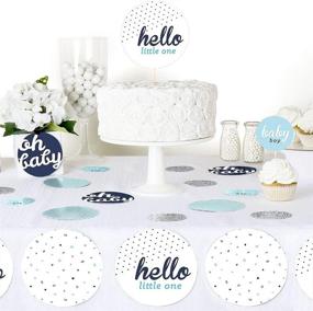 img 1 attached to 👶 Big Dot of Happiness Hello Little One - Blue and Silver - Baby Shower Giant Circle Confetti - Boy Baby Shower Decorations - Large Confetti (27 Count) - Add Sparkle to Your Little Boy's Baby Shower!