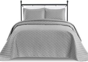 img 1 attached to 🛏️ Cozy and Stylish Charcoal Gray Oversized Quilted Bedspread Set for King/California King Size Beds: Basic Choice 3-Piece Coverlet Ensemble