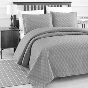 img 2 attached to 🛏️ Cozy and Stylish Charcoal Gray Oversized Quilted Bedspread Set for King/California King Size Beds: Basic Choice 3-Piece Coverlet Ensemble
