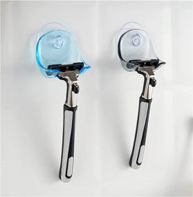img 4 attached to Set of 2 EIKS Portable Razor Holder Rack Shelves - Suction Cup Hooks, Ideal for Shower, Bathroom, Travel, Wall Mounting - Reusable Design