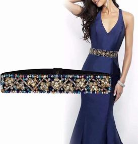 img 3 attached to 👗 Dorchid Rhinestone Belts: Exquisite Crystal Beaded Elastic Wide Belts for Prom & Evening Dresses