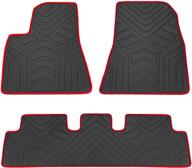 🚗 san auto custom fit floor mats for tesla model 3 2017-2020 - black/red rubber liners for all weather protection, heavy duty & odorless logo