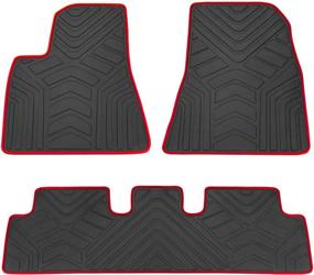 img 1 attached to 🚗 SAN AUTO Custom Fit Floor Mats for Tesla Model 3 2017-2020 - Black/Red Rubber Liners for All Weather Protection, Heavy Duty & Odorless