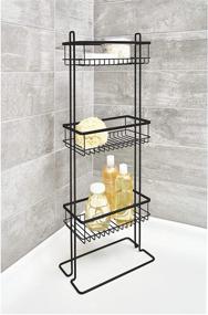 img 3 attached to 🚿 Ideal Organizational Solution: iDesign Everett Metal Standing Shower Caddy for Bath Essentials, 3-Tier Baskets, Matte Black
