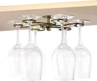 gelive bronze rotary hanging wine glass holder – space-saving under cabinet stemware rack with 6 hooks for home or bar storage (bronze) логотип