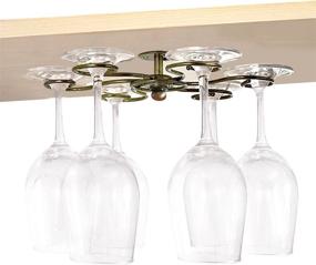 img 4 attached to GeLive Bronze Rotary Hanging Wine Glass Holder – Space-Saving Under Cabinet Stemware Rack with 6 Hooks for Home or Bar Storage (Bronze)