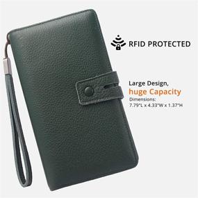 img 3 attached to Large Women's RFID Leather Wristlet Wallet Organizer with Zipper Pocket - Big Capacity Phone Checkbook Holder