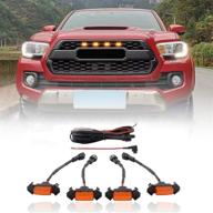 🚗 zgauto grille led amber lights for aftermarket toyota tacoma trd pro grille 2016-2019 (4 piece, yellow) with fuse adapter logo