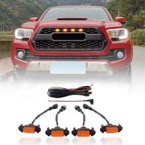 img 4 attached to 🚗 ZGAUTO Grille LED Amber Lights for Aftermarket Toyota TACOMA TRD PRO Grille 2016-2019 (4 Piece, Yellow) with Fuse Adapter