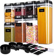 🍱 me.fan airtight food storage containers 7set - organize your kitchen cabinet with easy lock lids, 5 set measuring cups, 24 labels & pen логотип