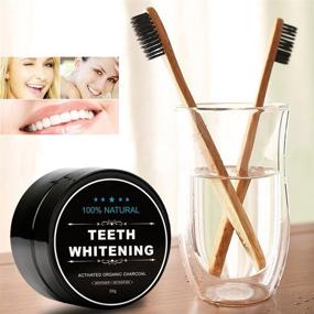 img 1 attached to 🦷 Natural Activated Charcoal Teeth Whitener Powder - 2-Pack Set with Bamboo Brush, Teeth Whitening Charcoal Powder for Effective Oral Care