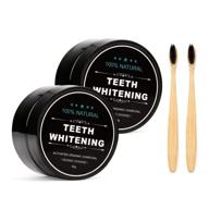 🦷 natural activated charcoal teeth whitener powder - 2-pack set with bamboo brush, teeth whitening charcoal powder for effective oral care logo