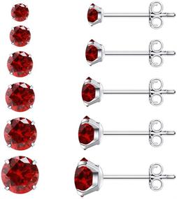 img 4 attached to 💎 Set of 6 Hypoallergenic Stainless Steel CZ Stud Earrings, with Cubic Zirconia in Sizes Ranging from 3mm to 8mm