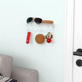 img 2 attached to Clear Acrylic Magnetic Key Rack with Tray and 6 Hooks for Entryway, Hallway, Home - NIUBEE Wall Mount Key Holder Shelf