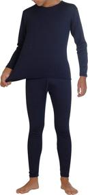 img 3 attached to 🩴 2 Pack: Boys Fleece Lined Thermal Underwear Set - Long Johns Kids Top & Bottom Knit Base Layer Winter Sets