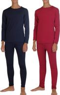 🩴 2 pack: boys fleece lined thermal underwear set - long johns kids top & bottom knit base layer winter sets logo