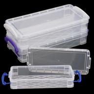🖍️ fireboomoon 3 pack large capacity pencil box - stackable translucent storage containers for art supplies, office items, and makeup - 8.5" x 4" x 1.7 logo