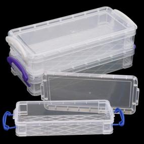 img 4 attached to 🖍️ Fireboomoon 3 Pack Large Capacity Pencil Box - Stackable Translucent Storage Containers for Art Supplies, Office Items, and Makeup - 8.5" x 4" x 1.7