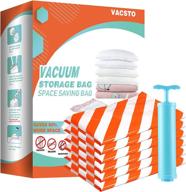 📦 vacsto premium reusable vacuum storage bags: small 6 pack with free hand pump - space saver compression bags for clothes with double zip seal & leak valve логотип