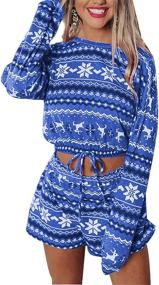 img 4 attached to Snowflake Printed Christmas Pajamas Sleepwear