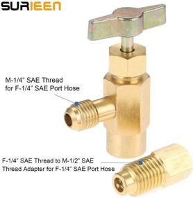 img 2 attached to SURIEEN Self-Sealing Can Tap Depressor (R1234yf) - F-1/4 SAE 1/2 Acme LH Thread Valve Tool & Bottle Opener with F-1/4 SAE to M-1/2 Acme Connector Adapter - Ideal for R134a, R12, and R22 Charging Hose