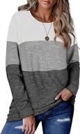 color block tunic: women's long sleeve casual loose fit pullover sweatshirt top logo
