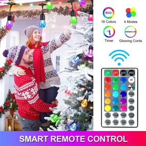 img 1 attached to 🌈 Waterproof Shatterproof Edison Bulb String Lights-48FT RGB Rope Fairy, Colorful Outdoor String Lights with Remote for Garden Christmas, Color Changing Café Patio Lights.