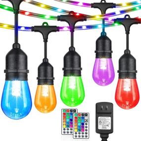 img 4 attached to 🌈 Waterproof Shatterproof Edison Bulb String Lights-48FT RGB Rope Fairy, Colorful Outdoor String Lights with Remote for Garden Christmas, Color Changing Café Patio Lights.