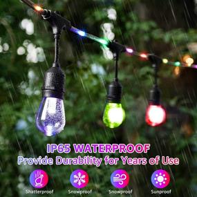 img 3 attached to 🌈 Waterproof Shatterproof Edison Bulb String Lights-48FT RGB Rope Fairy, Colorful Outdoor String Lights with Remote for Garden Christmas, Color Changing Café Patio Lights.