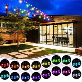 img 2 attached to 🌈 Waterproof Shatterproof Edison Bulb String Lights-48FT RGB Rope Fairy, Colorful Outdoor String Lights with Remote for Garden Christmas, Color Changing Café Patio Lights.