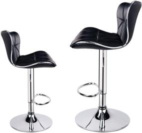 img 2 attached to 🪑 Set of 2 Leader Shell Back Swivel Barstools, Adjustable Bar Stool with Backrest (Black)