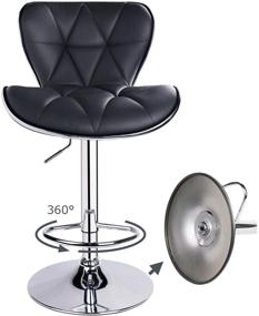 img 3 attached to 🪑 Set of 2 Leader Shell Back Swivel Barstools, Adjustable Bar Stool with Backrest (Black)