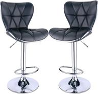 🪑 set of 2 leader shell back swivel barstools, adjustable bar stool with backrest (black) логотип