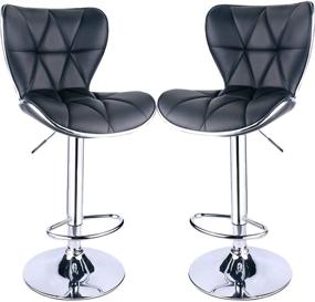 img 4 attached to 🪑 Set of 2 Leader Shell Back Swivel Barstools, Adjustable Bar Stool with Backrest (Black)