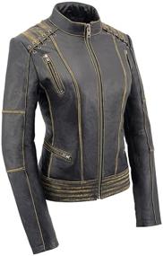 img 4 attached to 🧥 Women's Distressed Brown Leather Jacket with Laced Detail - Milwaukee Leather MLL2527