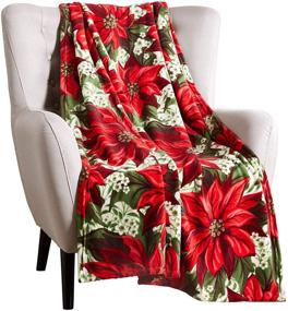 img 4 attached to 🎄 Pretty Poinsettia Holiday Decorative Throw Blanket: Soft and Comfy Fleece with Flower and Leaf Pattern - Perfect Accent for Couch or Bed, Colored in Red, Green, White, and Yellow