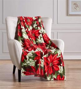 img 3 attached to 🎄 Pretty Poinsettia Holiday Decorative Throw Blanket: Soft and Comfy Fleece with Flower and Leaf Pattern - Perfect Accent for Couch or Bed, Colored in Red, Green, White, and Yellow