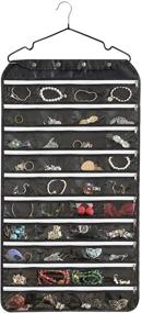 img 4 attached to 💍 Organize Your Jewelry with the BB Brotrade Hanging Jewelry Organizer - Oxford Double Side, 80 Zippered Storage Pockets (Black)